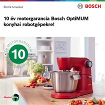 10 év motorgarancia OptiMUM konyhai robotgépekre.