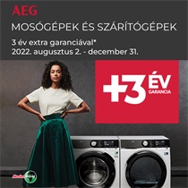 3 év extra garancia ajándékba az AEG mosógépekre és szárítógépekre
