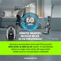 60 napos pénzvisszafizetési garancia Eta porszívókra