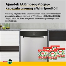 Ajándék fél évre elegendő JAR mosogatógép-kapszula csomag a Whirlpooltól
