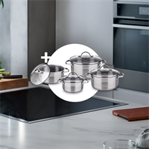 Beépíthető sütő + indukciós főzőlap = ajándék 8 részes edényszett