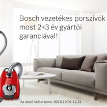 Bosch vezetékes porszívók most 2+3 év gyártói garanciával.*