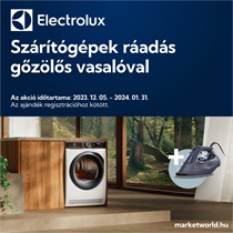 Electrolux szárítógépek ráadás gőzölős vasalóval 