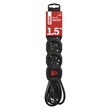 Emos PC1421R hosszabbító 1,5 m / 4 aljzat / kapcsolós / fekete / PVC