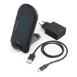 Hama 201689 vezeték nélküli mobiltelefon gyorstöltő, "QI-FC15S", 15W, fekete