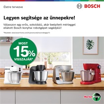 Bosch MUM robotgépek most 15% pénzvisszatérítéssel!