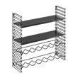 Metaltex MX377623 Tomado fekete fali tároló és bortartó, 2 fekete polccal