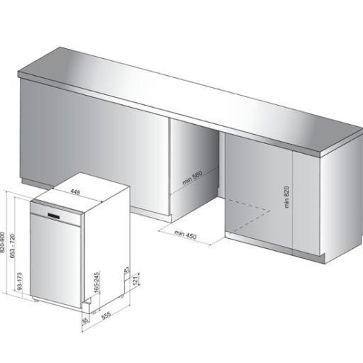 Whirlpool WSBO3O23PFX beépíthető keskeny mosogatógép