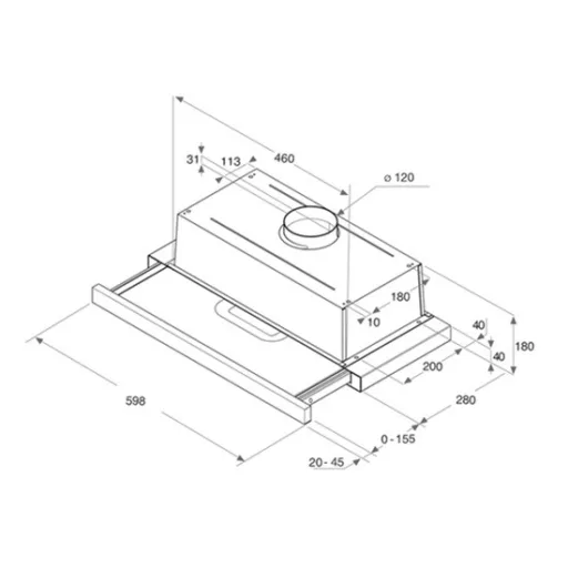 Whirlpool AKR749/1IX felsőszekrénybe építhető, kihúzható páraelszívó