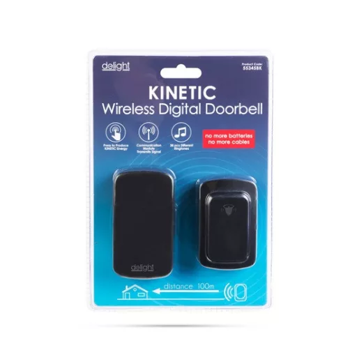 Delight 55345BK digitális elem- és vezeték nélküli csengő - kinetic - fekete