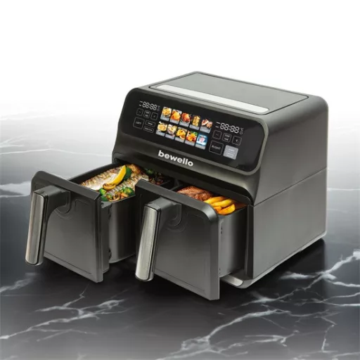 Bewello BW1002D dupla kosaras forrólevegős sütő, 4+4 liter