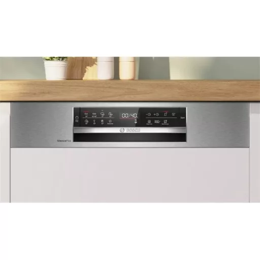 Bosch SMI6ECS10E Serie 6 félig beépíthető mosogatógép, 60 cm, szálcsiszolt acél