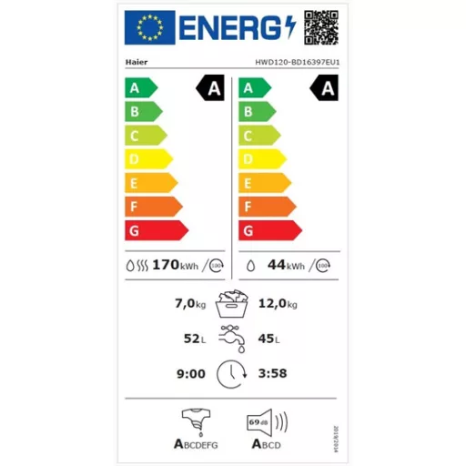 Haier HWD120BD16397EUS mosó-szárítógép