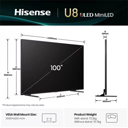 Hisense 100U8Q UHD Smart MiniLED TV