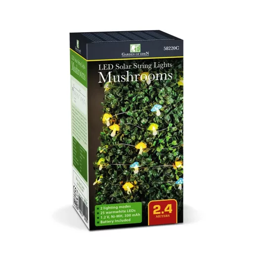 Garden of Eden 58220C szolár led fényfüzér, gomba, 2,4 m