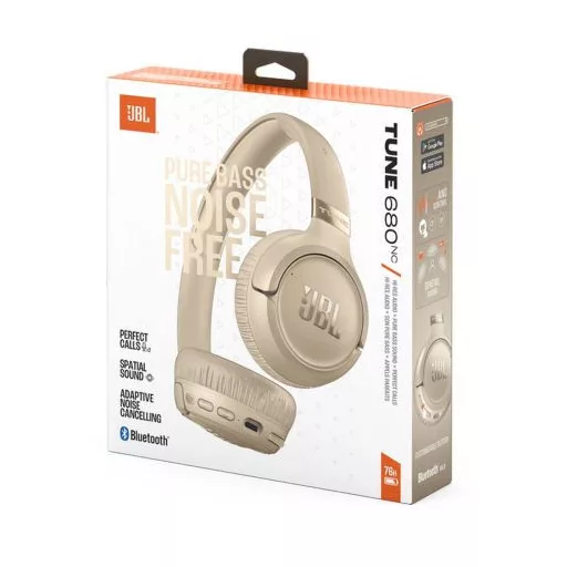 JBL TUNE 680 NC BEG, BT, zajszűrős fejhallgató, beige