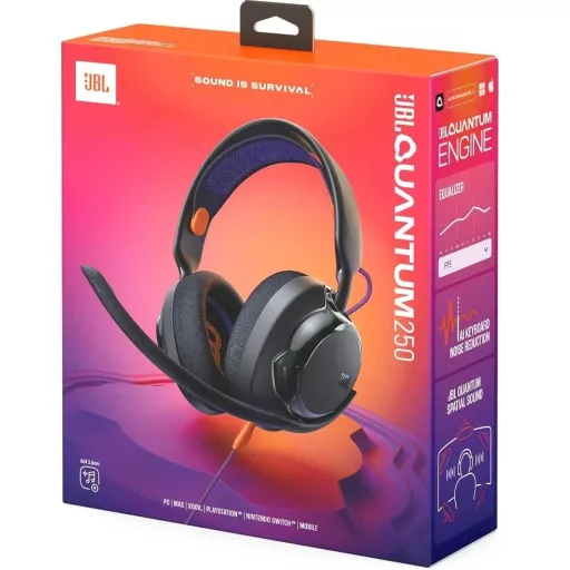JBL QUANTUM250 BLK, gamer fejhallgató, fekete