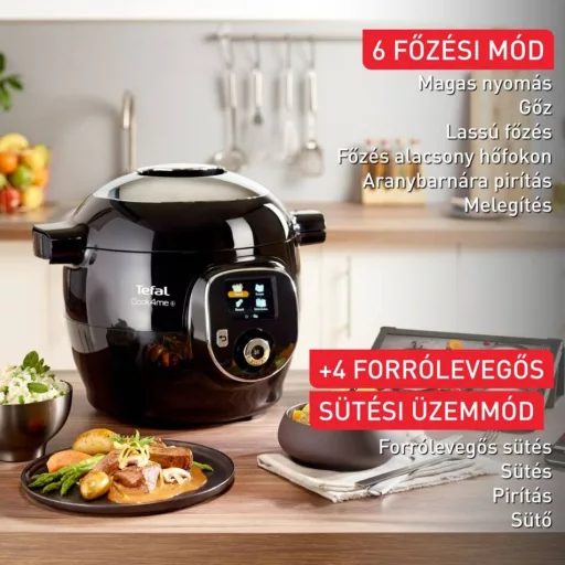 Tefal CY85X8F2 Cook4Me+ BLK 150R + Xtra Crisp (bundle) intelligens elektromos gyorsfőző kukta