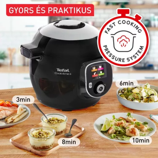 Tefal CY85X8F2 Cook4Me+ BLK 150R + Xtra Crisp (bundle) intelligens elektromos gyorsfőző kukta