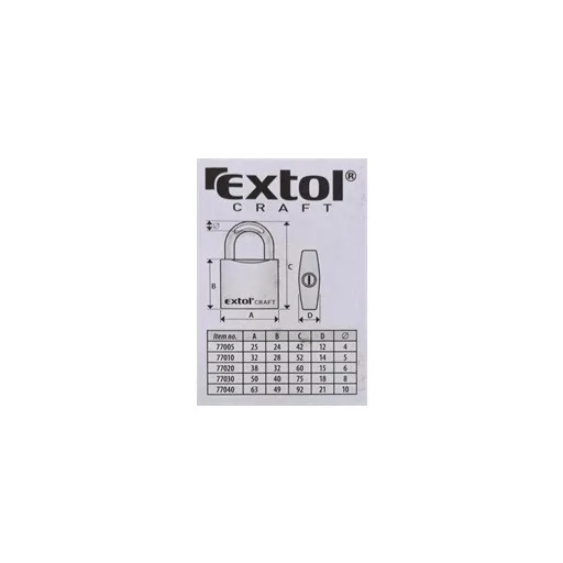 Extol 77010 Craft 32mm, vas lakat, 3 kulccsal, dobozban
