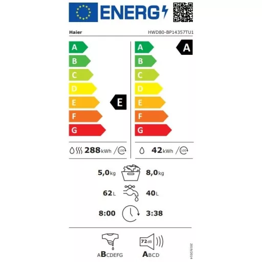 Haier HWD80-BP14357TUS elöltöltős mosógép
