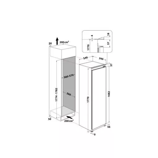 Whirlpool WHSD18F083C1 P beépíthető fagyasztószekrény, 209 L, No Frost, 7 rekesz