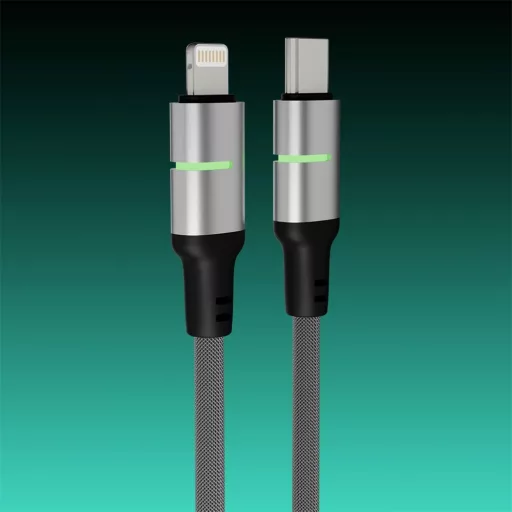 Avax CB635 Steely LED 27W USB-C - Lightning kábel, 1m, fonott