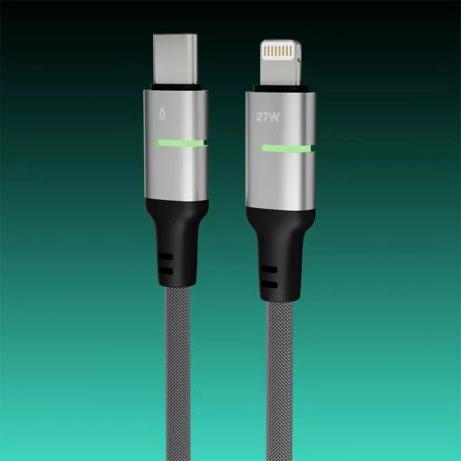 Avax CB635 Steely LED 27W USB-C - Lightning kábel, 1m, fonott