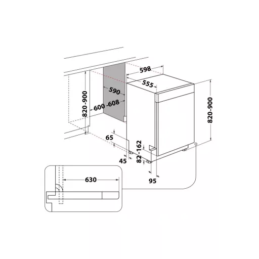 Whirlpool W7U HS61BS beépíthető mosogatógép 14 teríték