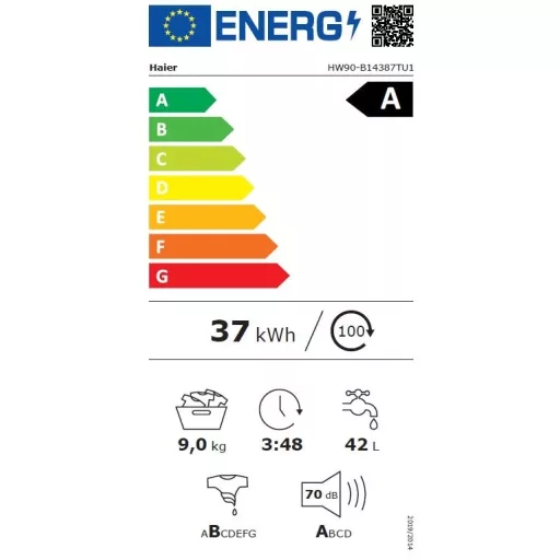Haier HW90-B14387TU1-S előltöltős mosógép, 9 kg