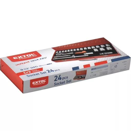 Extol Premium 8818365 racsnis dugókulcs készlet, 24db