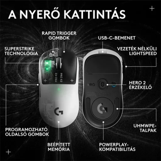 Logitech 910-007776 vezeték nélküli egér (PRO X2 SUPERSTRIKE)