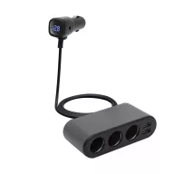   SAL SAU80W autós feszültség elosztó, 3-as + 2xUSB, voltmérő