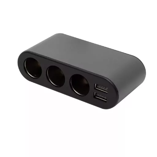 SAL SAU80W autós feszültség elosztó, 3-as + 2xUSB, voltmérő