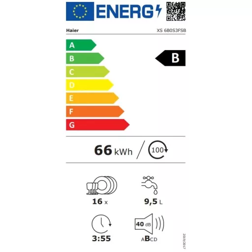 Haier XS 6B0S3FSB beépíthető mosogatógép
