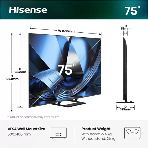 Hisense 75U7SE 4K UHD Smart MiniLED TV