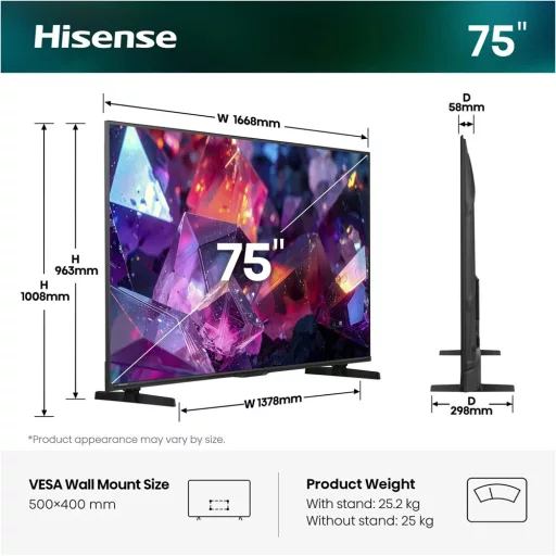 Hisense 75E7SPRO 4K UHD Smart QLED TV