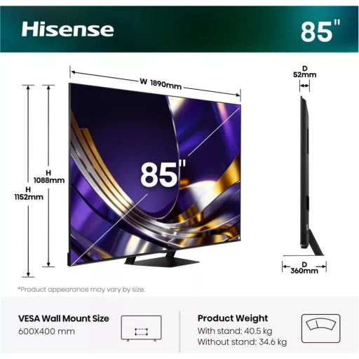 Hisense 85U7SPRO 4K Smart MiniLED TV