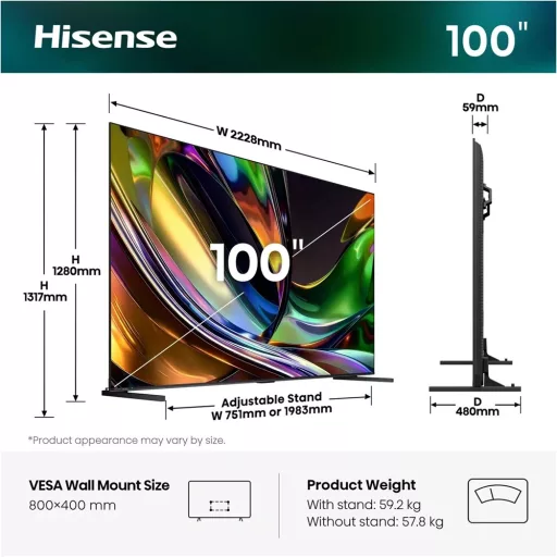 Hisense 100UR8S 4K UHD RGB MiniLED TV