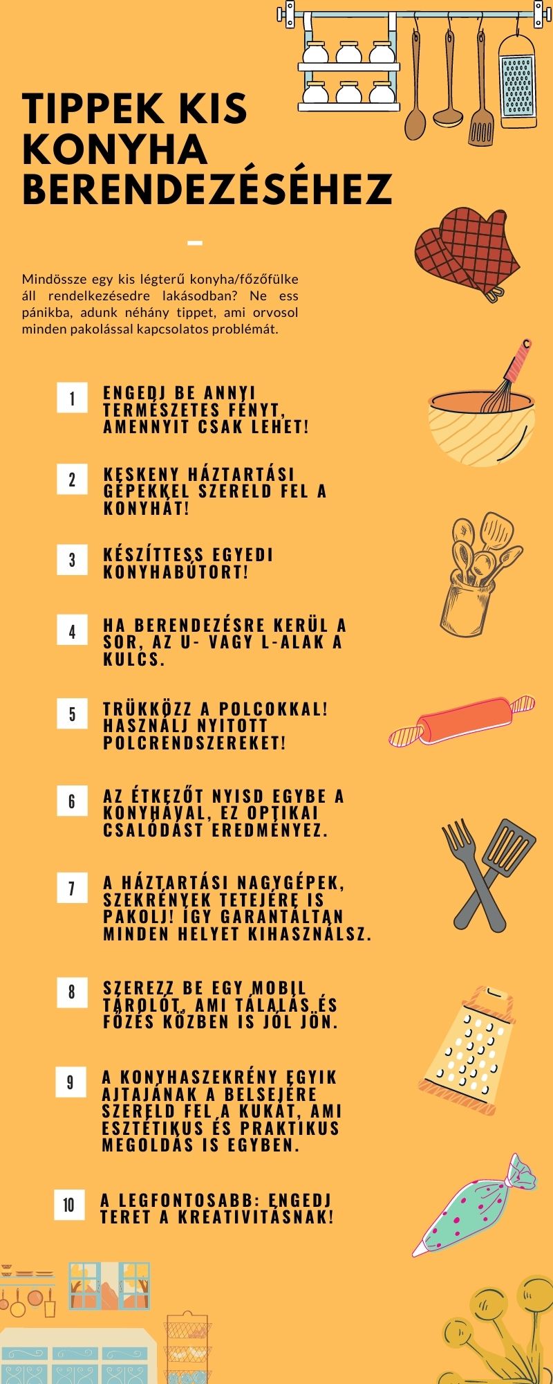 Tippek kis konyha berendezéséhez