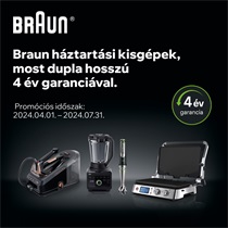 Braun háztartási kisgépek most dupla hosszú, 4 év garanciával