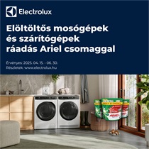 Electrolux elöltöltős mosógépek és szárítógépek ráadás 150 mosásra elegendő mosókapszulával