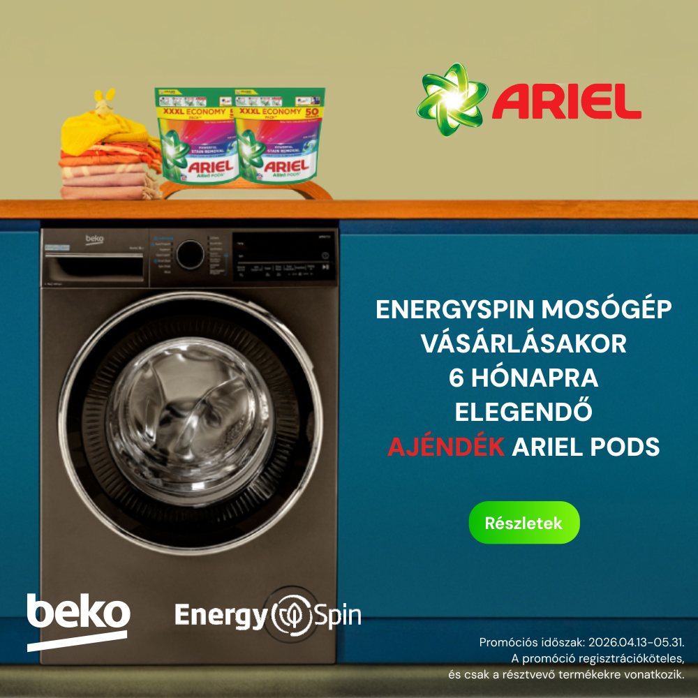 Beko EnergySpin mosógépek ráadás Ariel mosógép kapszulával