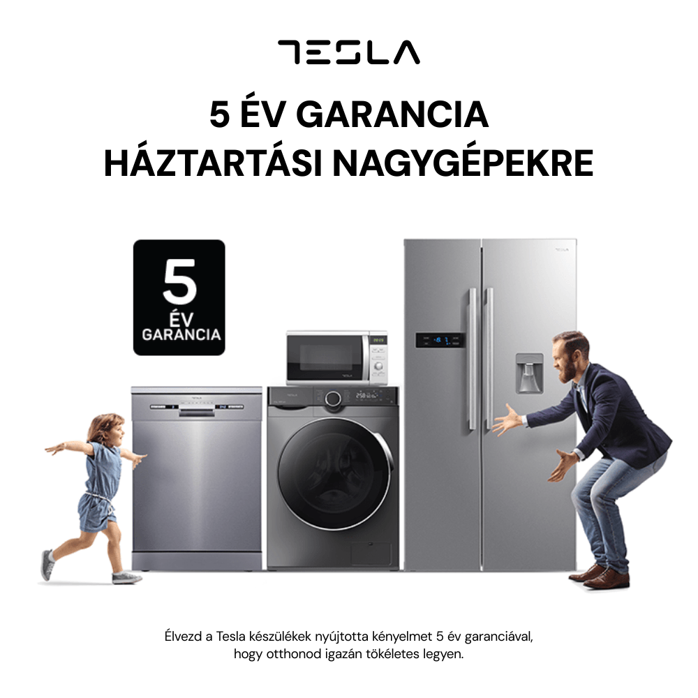 5 év garancia Tesla háztartási nagygépekre